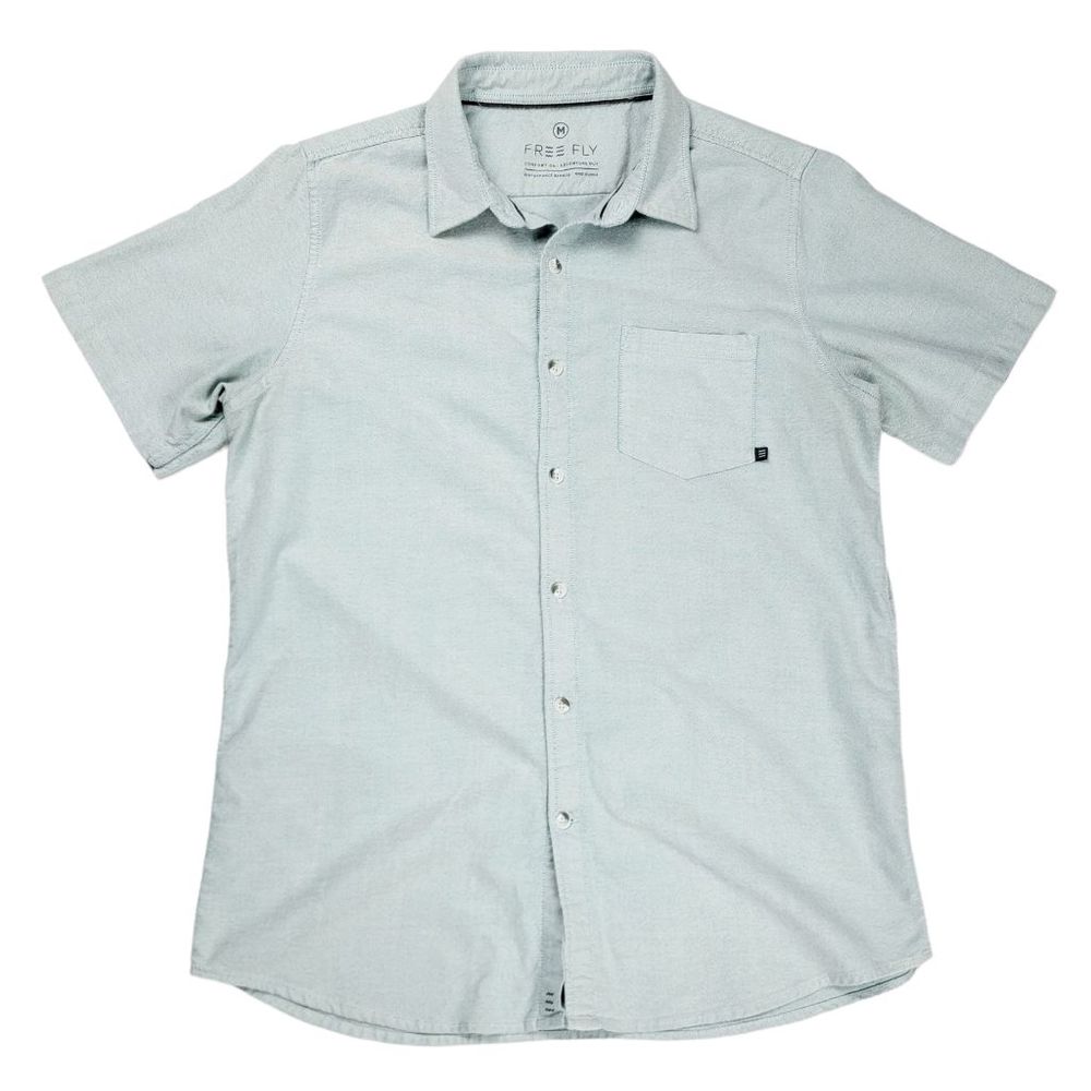 Free Fly Short Sleeve Sullivan's Button Up Shirt Bamboo Chambray Mint Mens Size